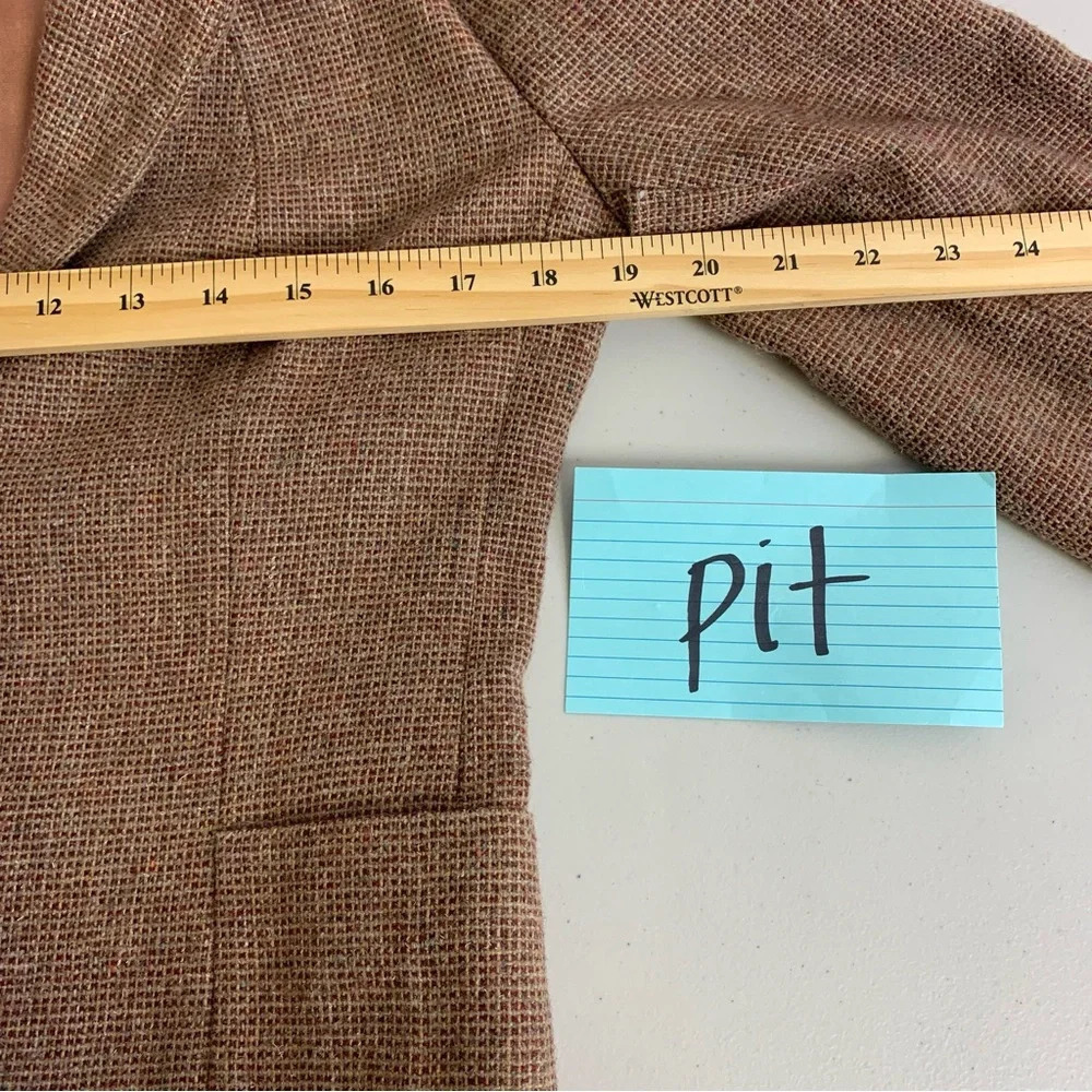 Vintage 60s 70s Red Brown Textured Lightweight 2 Button Front Blazer Size 10 - Picture 6 of 12